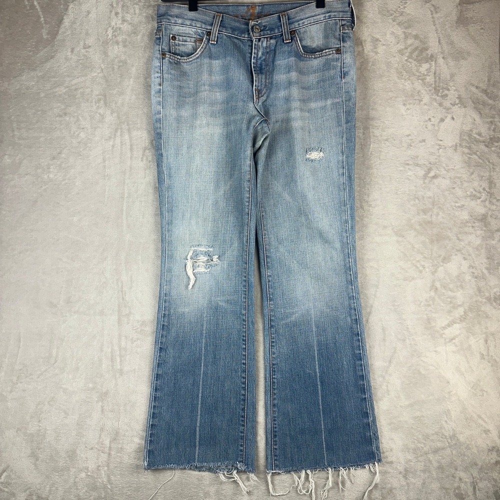 7‎ For All Mankind Lowrise Bootcut Jeans Distressed 29 100% cotton USA